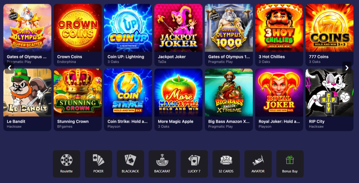 TOP nyerőgépek a Betmatch Casino oldalán