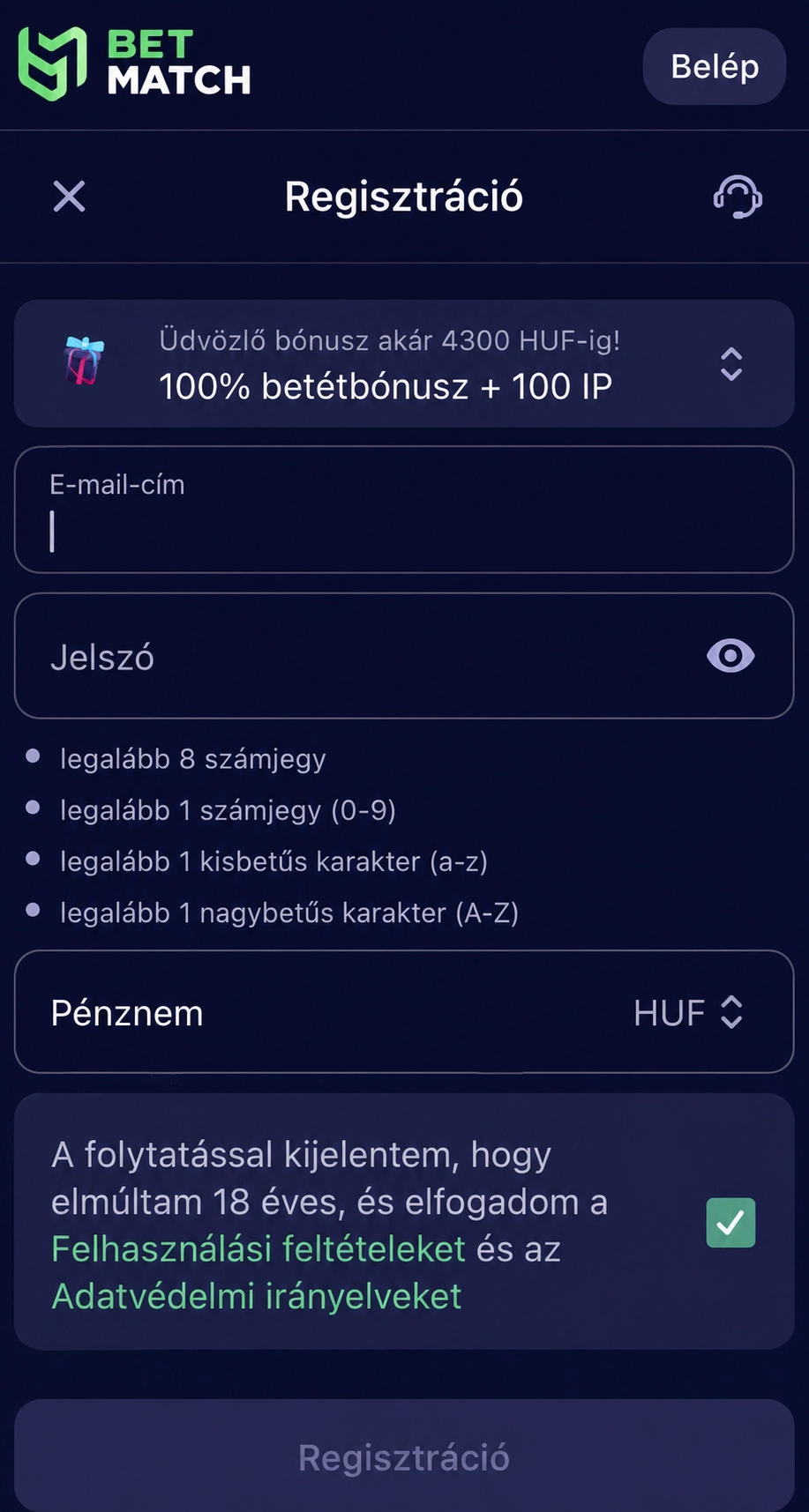 BetMatch promo code megadása